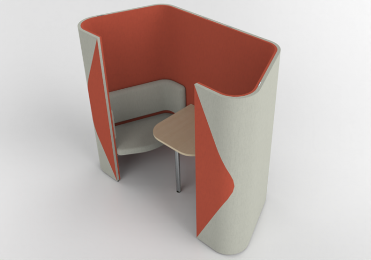 Escritorios 3D - Divisorio modular con sofás y mesa -...