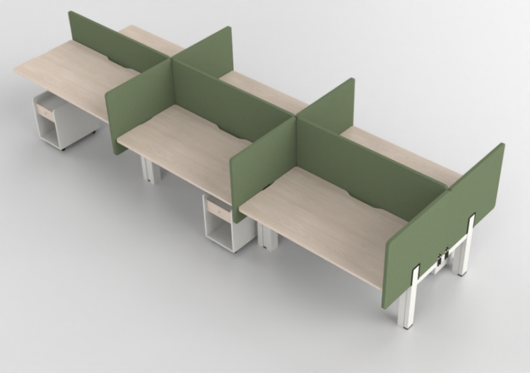 3D Schreibtische - Schreibtisch rechteckig mit Trennwänden...