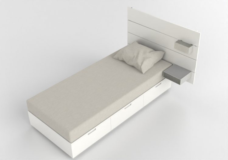 Camas 3D - Cama de solteiro de madeira envernizada - Ikea -...