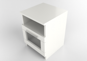 Beds and Side Cabinets 3D - Lacquered wood bedside table - IKEA - Brimnes