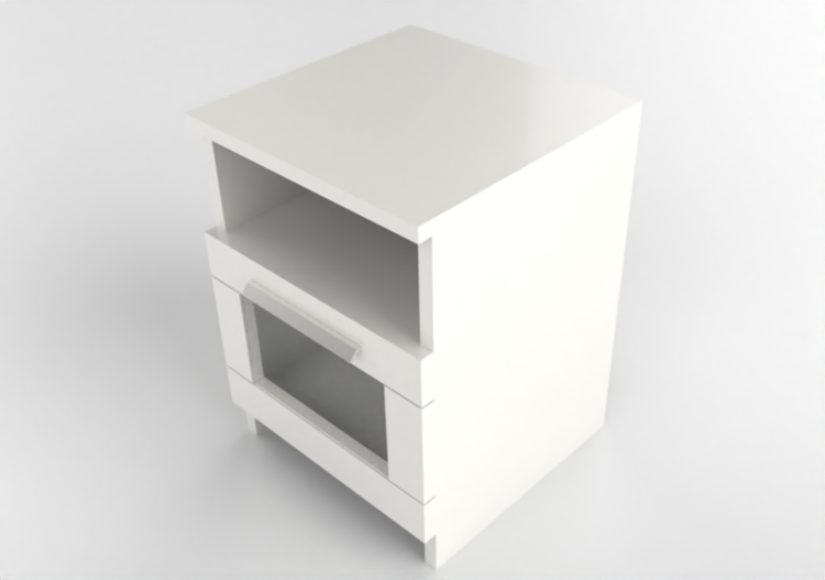 Beds and Side Cabinets 3D - Lacquered wood bedside table -...