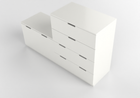 Armoires 3D - Commode en bois laqué - Ikea - Nordli