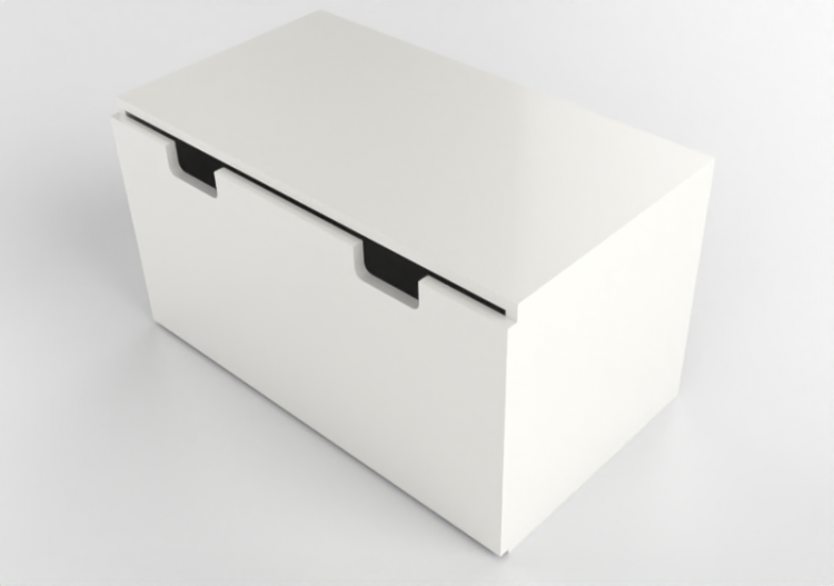 Muebles 3D - Banco con compartimento de madera lacada -...