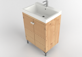 3D Waschbecken - Waschbecken mit Unterschrank aus Holz - Ikea - Silverån