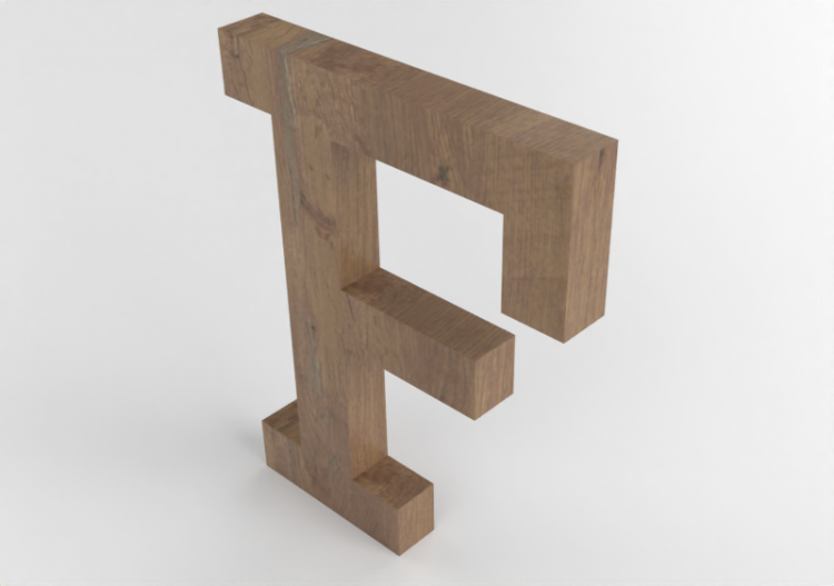 Vinilos 3D - F Maiuscolo Verticale Rockwell - Lettere 3D -...