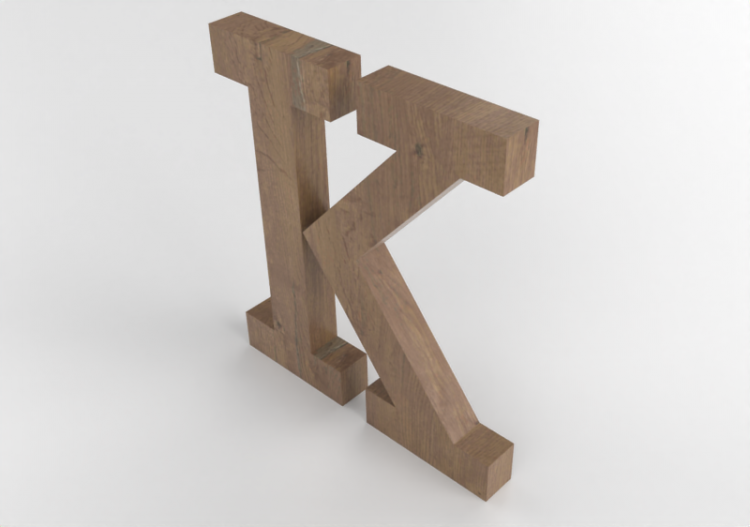 3D Poster - K Maiuscolo Verticale Rockwell - Lettere 3D -...