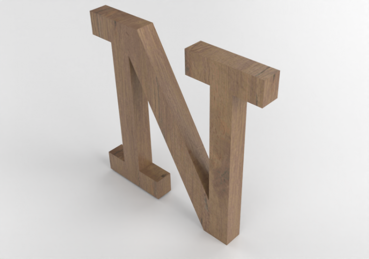 Stampe 3D - N Maiuscolo Verticale Rockwell - Lettere 3D -...
