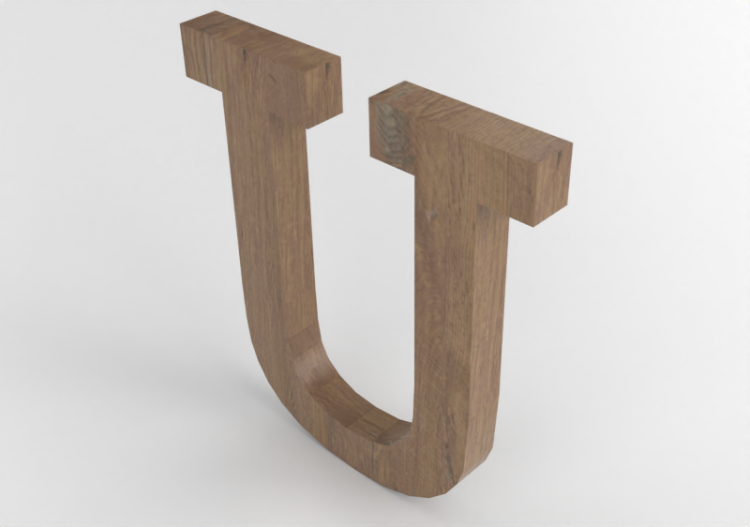 Vinilos 3D - U Maiuscolo Verticale Rockwell - Lettere 3D -...