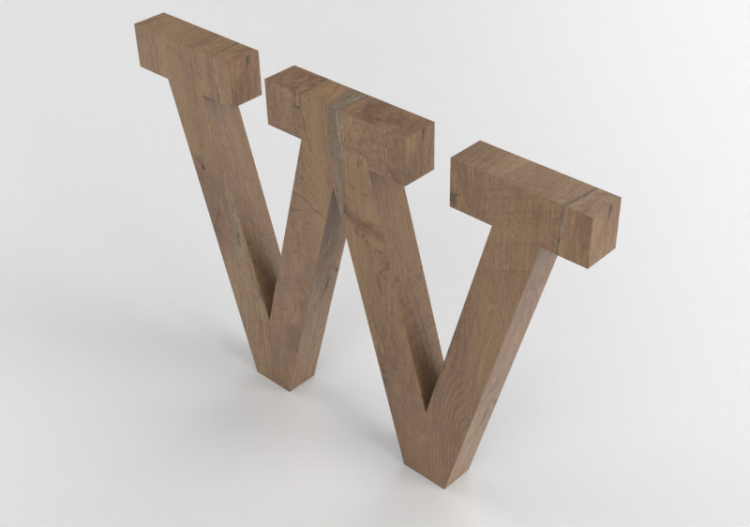 Vinilos 3D - W Maiuscolo Verticale Rockwell - Lettere 3D -...