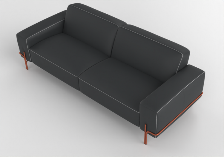 3D Sofa - Divano in Pelle e Cuciture a contrasto 2P...