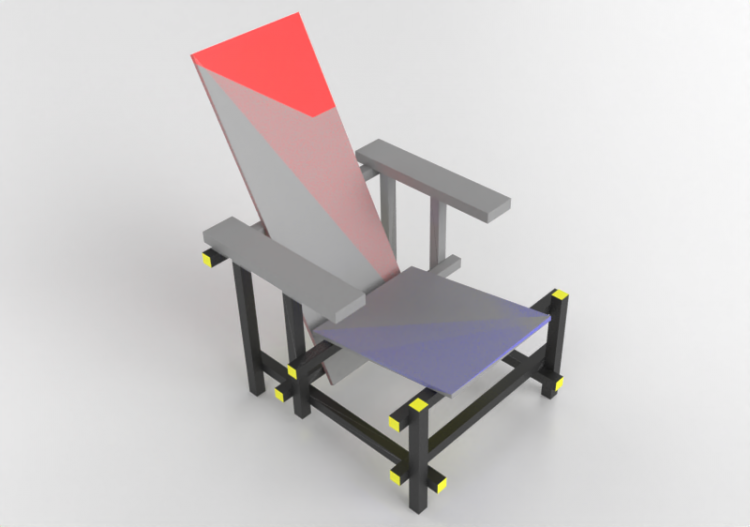 3D Stühle - Rietveld - Chair Red and Blue - ACCA software