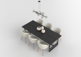Mesas 3D - tavolo da pranzo con sedie e luci