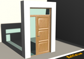 3D Tür/Fenster - Rahmentür T[R] 1DF[3P]+1SL+1OBL