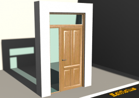 3D Tür/Fenster - Rahmentür T[R] 1DF[4P]+1SL+1OBL