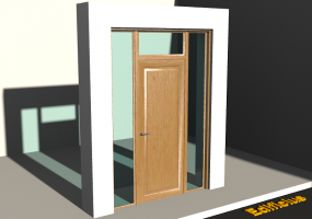 3D Tür/Fenster - Rahmentür T[R] 1DF[1P]+2SL+1OBL