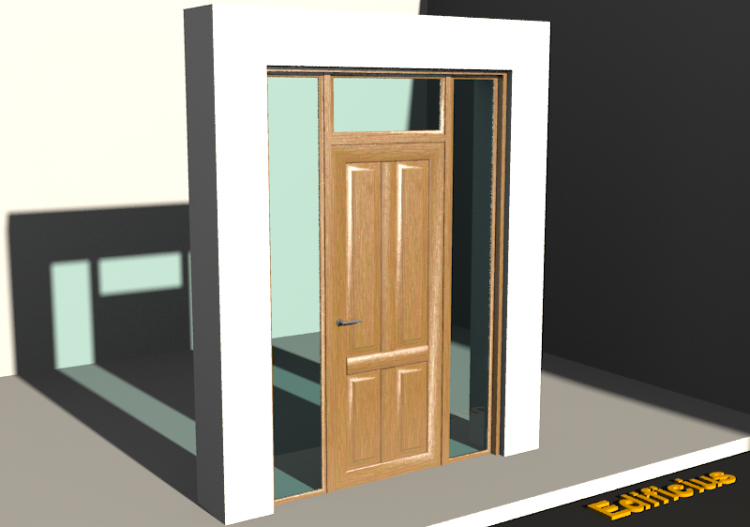 3D Tür/Fenster - Rahmentür T[R] 1DF[4P]+2SL+1OBL - ACCA...