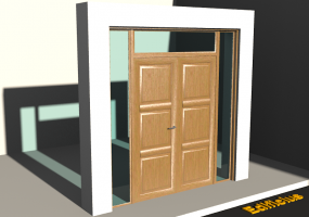 Carpinterías 3D - Cornisa P[R] 2HB_SIM[3P]+2LUZLAT+1LUZSUP