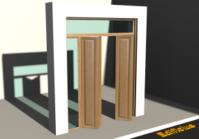 3D Tür/Fenster - Rahmentür T[R] 2BT_SYM[1P]+1SL+1OBL