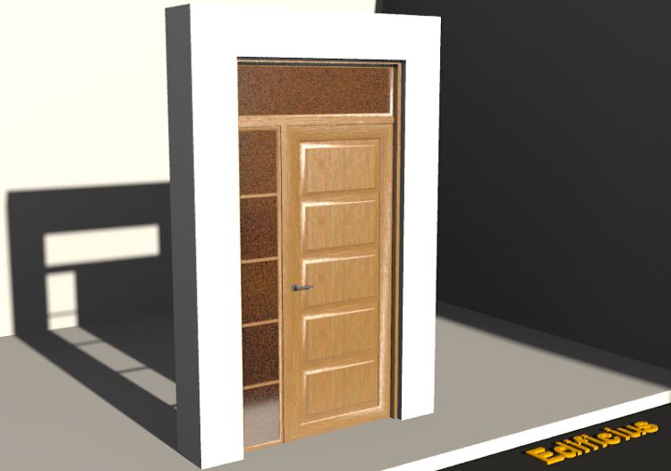 3D Tür/Fenster - Rahmen-Eingangstür ET[R] 1DF[T01]+1SL+1OBL...