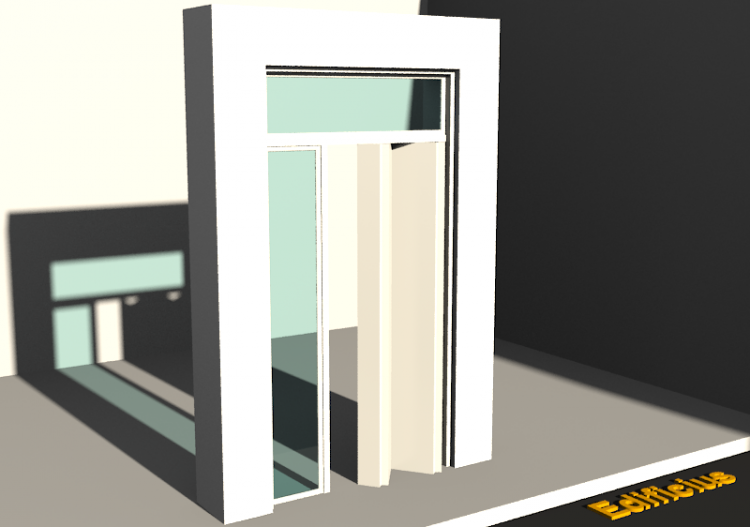 Esquadria 3D - Moderna P[R] 1FC[4P]+1BANDLAT+1BAND - ACCA...