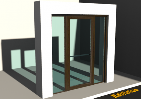 3D Tür/Fenster - Fluchttür T[R] 1DF[AG]+2SL