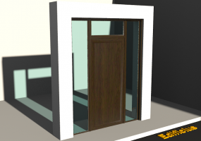 3D Tür/Fenster - Fluchttür T[R] 1DF[1P]+2SL+1OBL