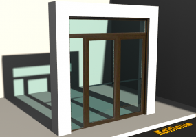 3D Tür/Fenster - Fluchttür T[R] 2DF_SYM[AG]+1SL+1OBL