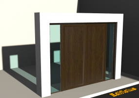 3D Tür/Fenster - Fluchttür T[R] 2DF_SYM[1P]+1SL