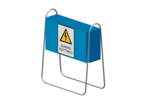 Construction electric panel mounted on support.