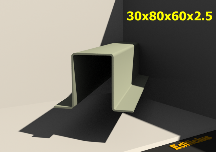 三维剖面 - 30x80x60x2.5 - ACCA software