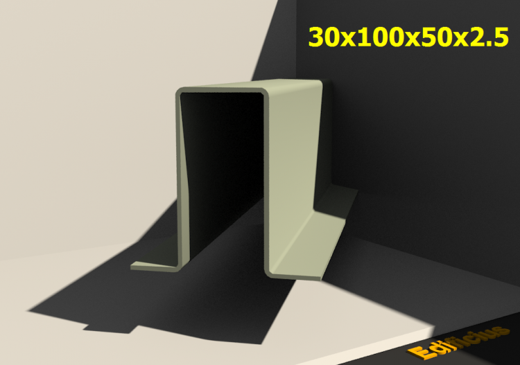 三维剖面 - 30x100x50x2.5 - ACCA software