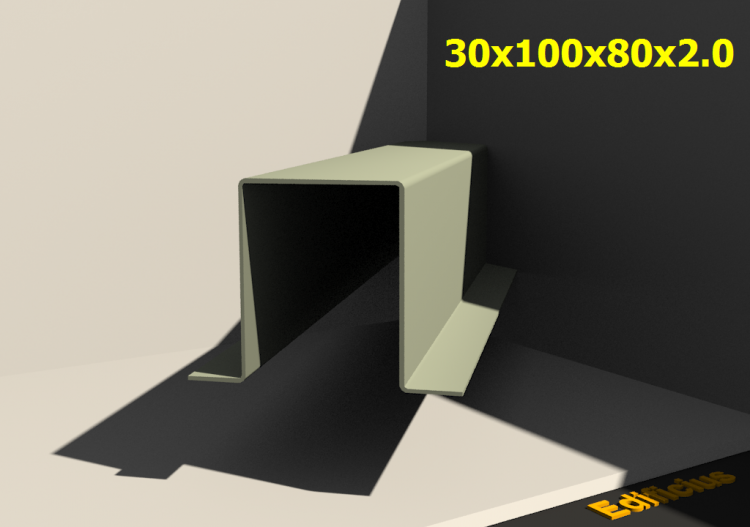 三维剖面 - 30x100x80x2.0 - ACCA software