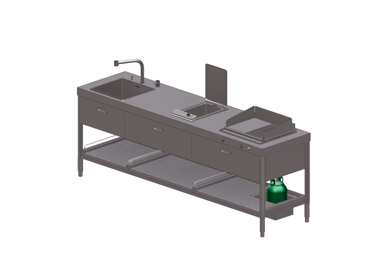 Cocinas 3D - Barbacoas de gas con freidora y fregadero -... Cocinas 3D - Barbacoas de gas con freidora y fregadero -...
